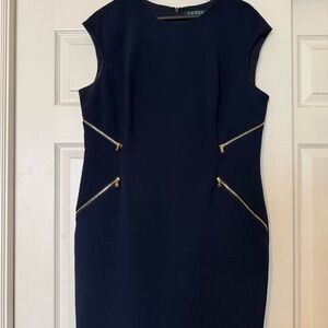 Ralph Lauren Blue and Gold Sheath Mini Dress